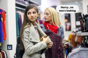 teenagers shoplifting at mall store