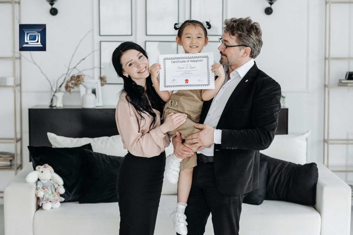 family celebrating successful adoption hearing
