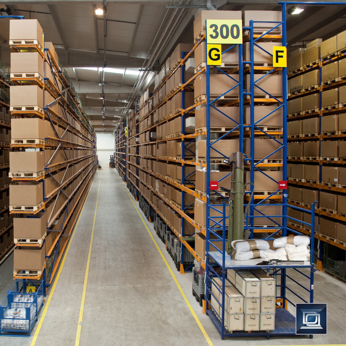 evidence stored on shelves in a police evidence warehouse
