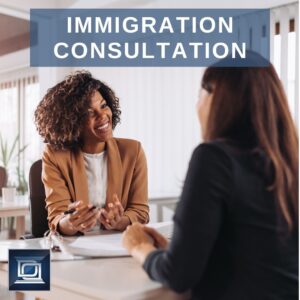a lawyer and client having a conversation during an immigration consultation
