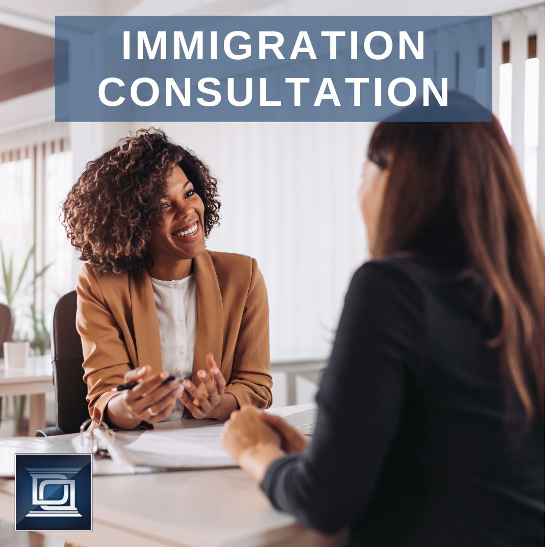 a lawyer and client having a conversation during an immigration consultation